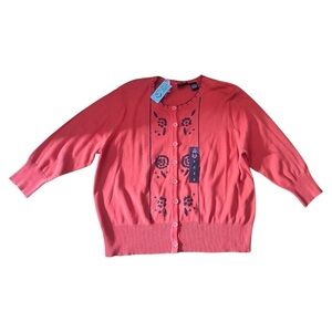 Torrid Boyfriend Cardigan Drop Shoulder Sweater 2X Coral Buttons Long Sleeve